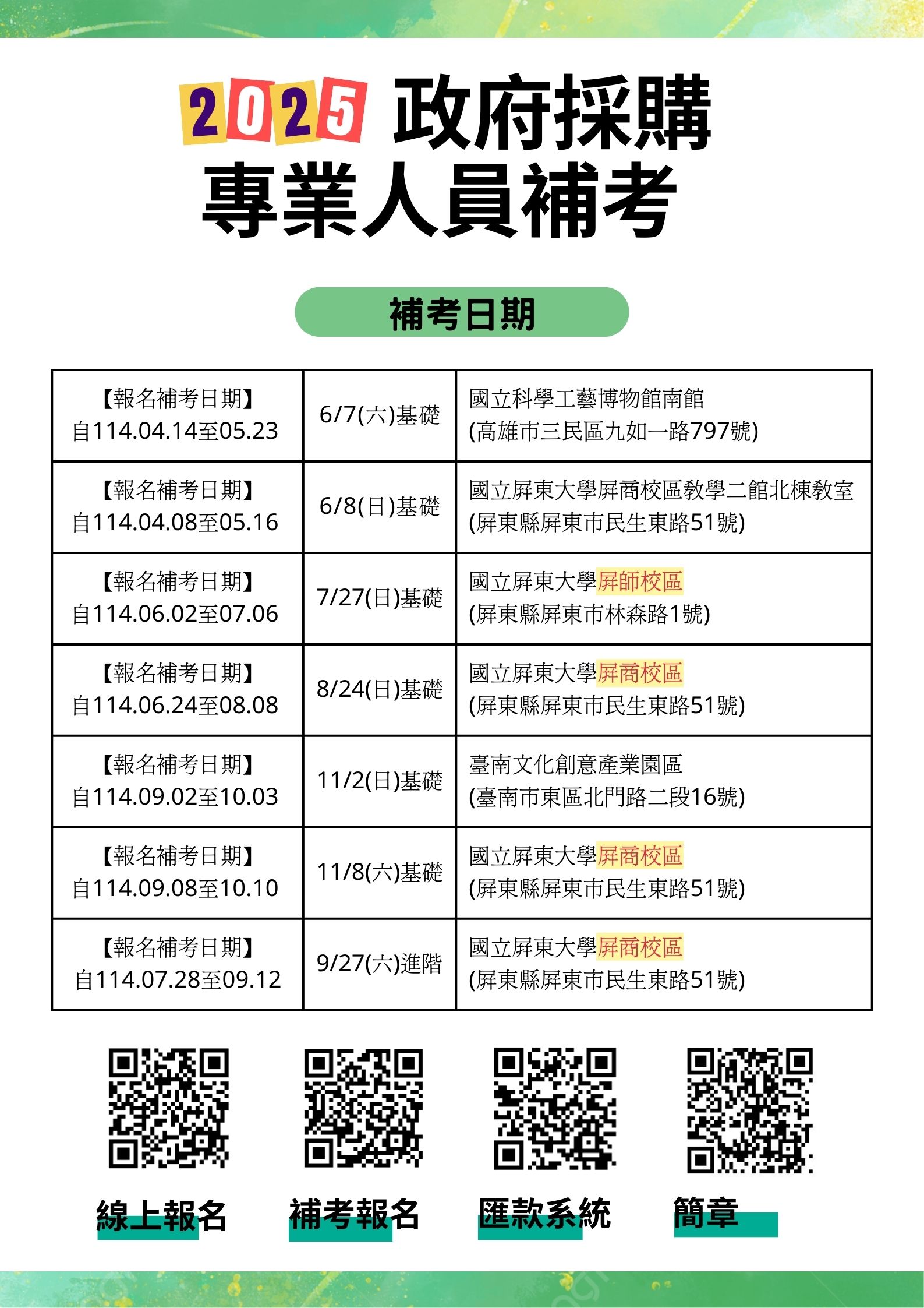 114年度政府採購專業人員訓練班《補考》