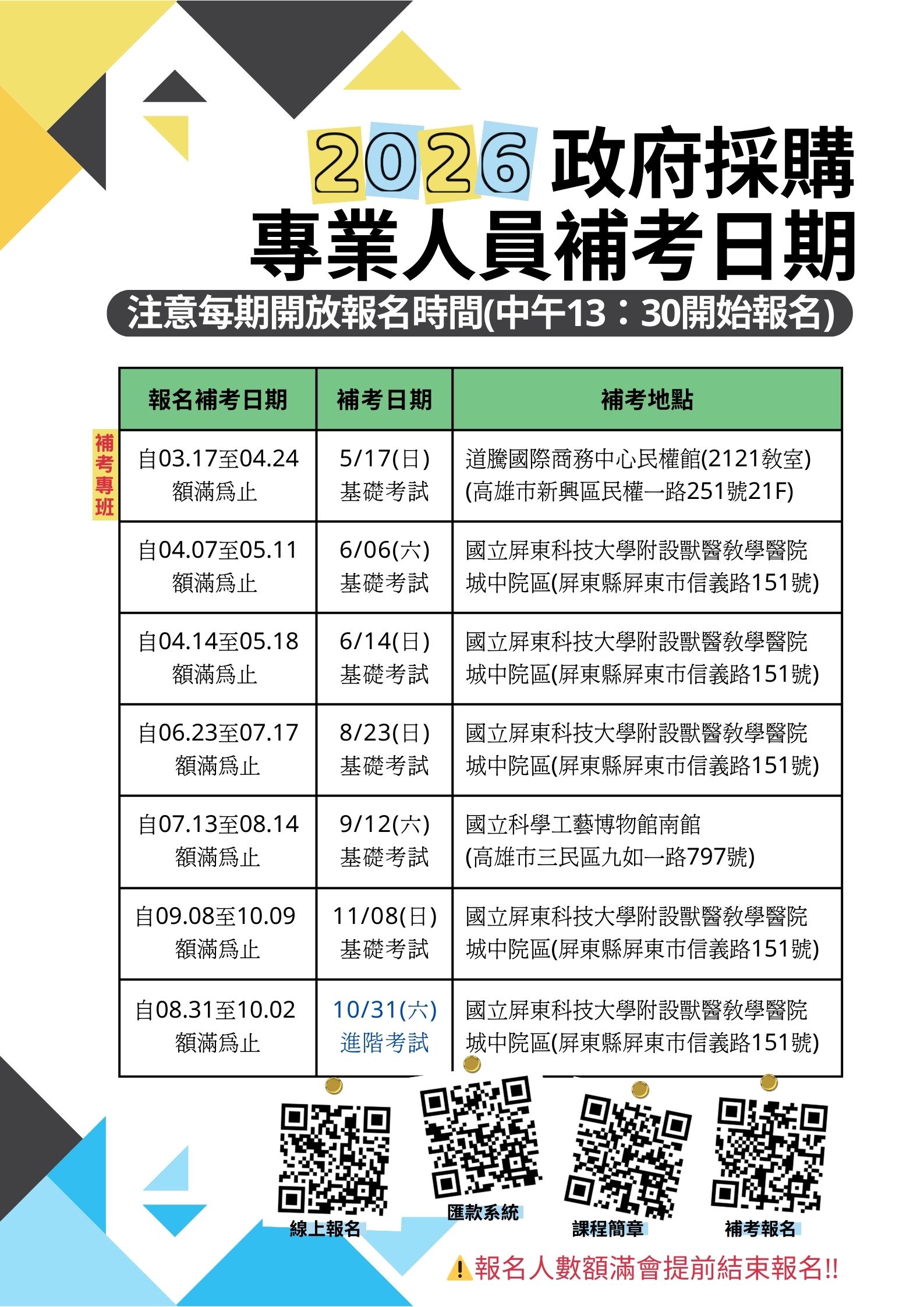 115年度政府採購專業人員訓練班《補考》